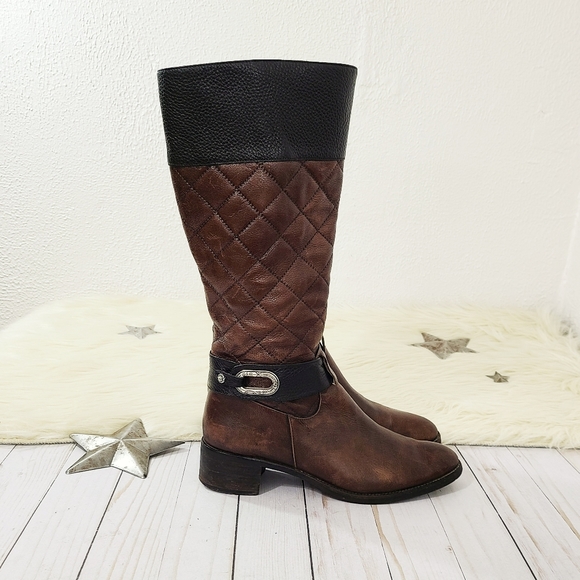 SOLD Brighton Jake riding boots quilted brown black 7.5 - Picture 3 of 9